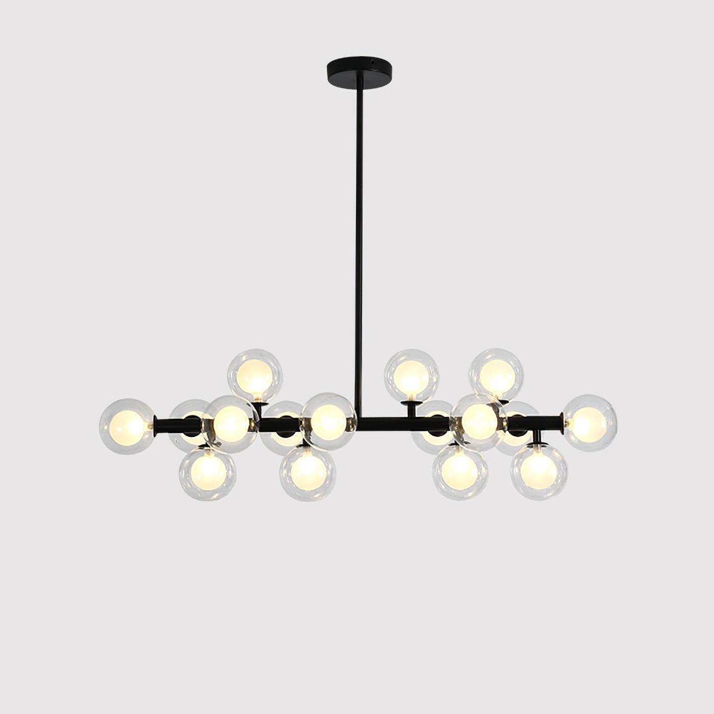 Aurelia Chandelier 16 Heads L 39.4″ x H 19.7″ / L 100cm x H 50cm (G4 bulbs*16) / Black & Transparent Chandelier