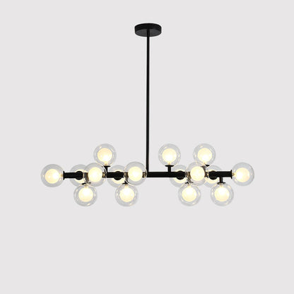 Aurelia Chandelier 16 Heads L 39.4″ x H 19.7″ / L 100cm x H 50cm (G4 bulbs*16) / Black & Transparent Chandelier