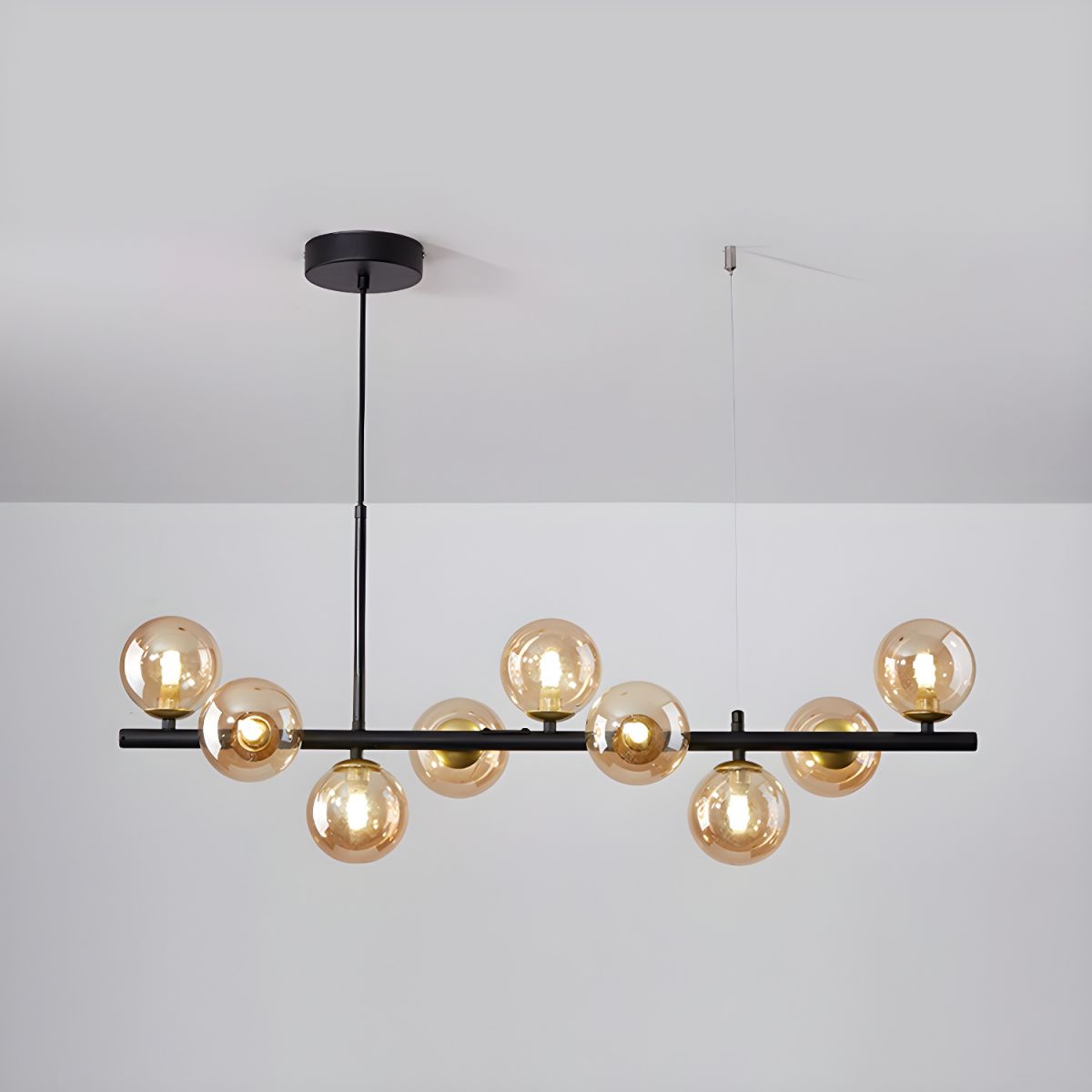 Aurelia Globe Chandelier 9-balls: ? 32.7″ x H 9.4″ / Black / Amber 1001 Chandelier
