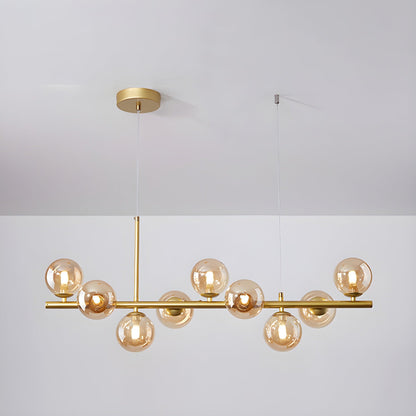 Aurelia Globe Chandelier 9-balls: ? 32.7″ x H 9.4″ / Gold / Amber 1001 Chandelier