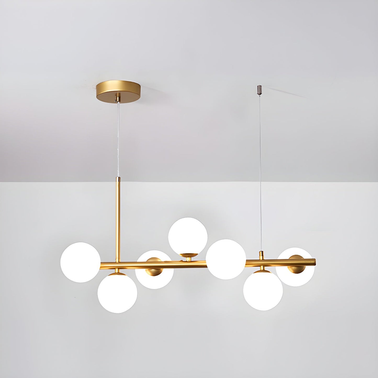 Aurelia Globe Chandelier 7-balls: ? 25.6″ x H 9.4″ / Gold / Milk White 1001 Chandelier