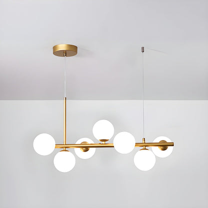 Aurelia Globe Chandelier 7-balls: ? 25.6″ x H 9.4″ / Gold / Milk White 1001 Chandelier
