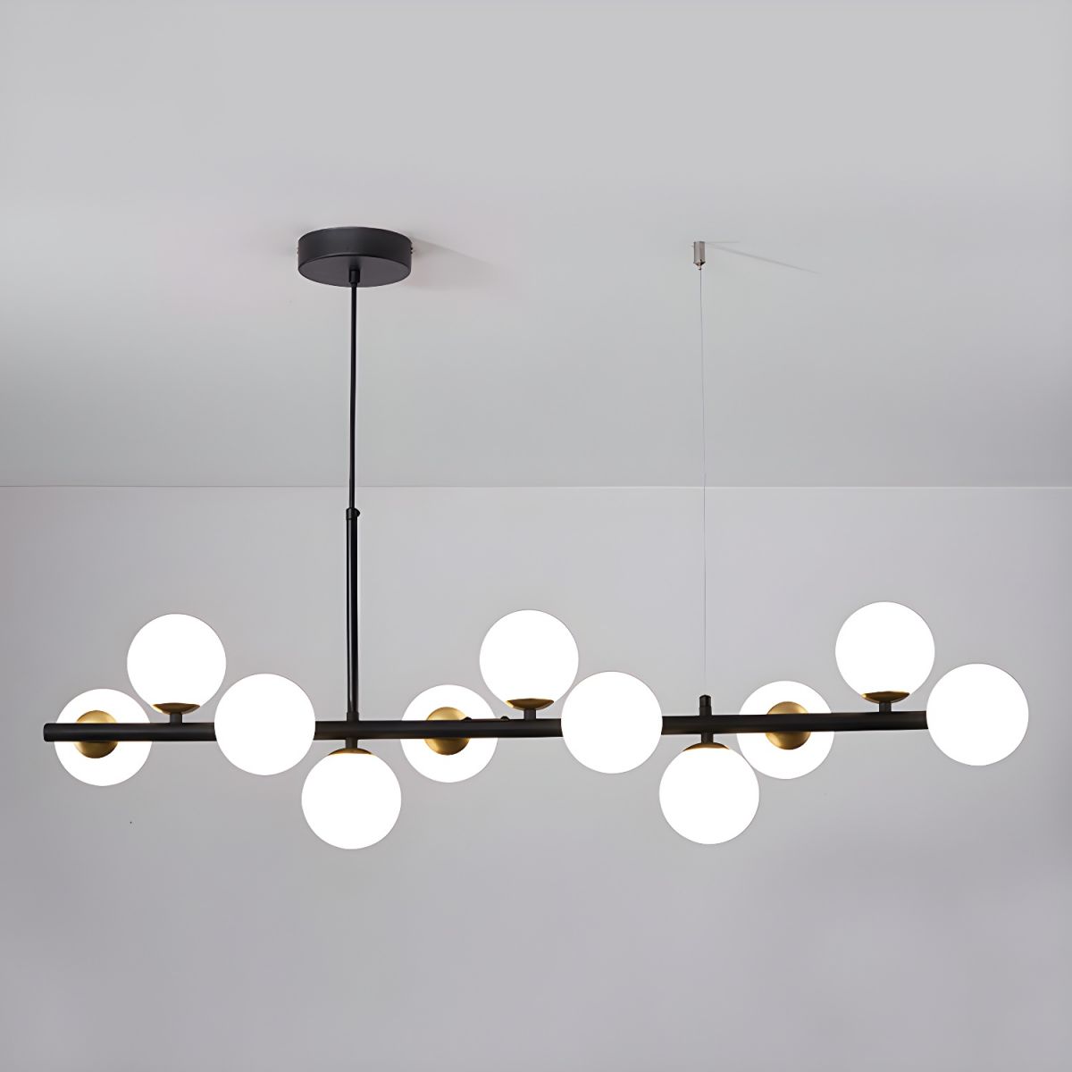 Aurelia Globe Chandelier 11-balls: ? 39.4″ x H 9.4″ / Black / Milk White 1001 Chandelier