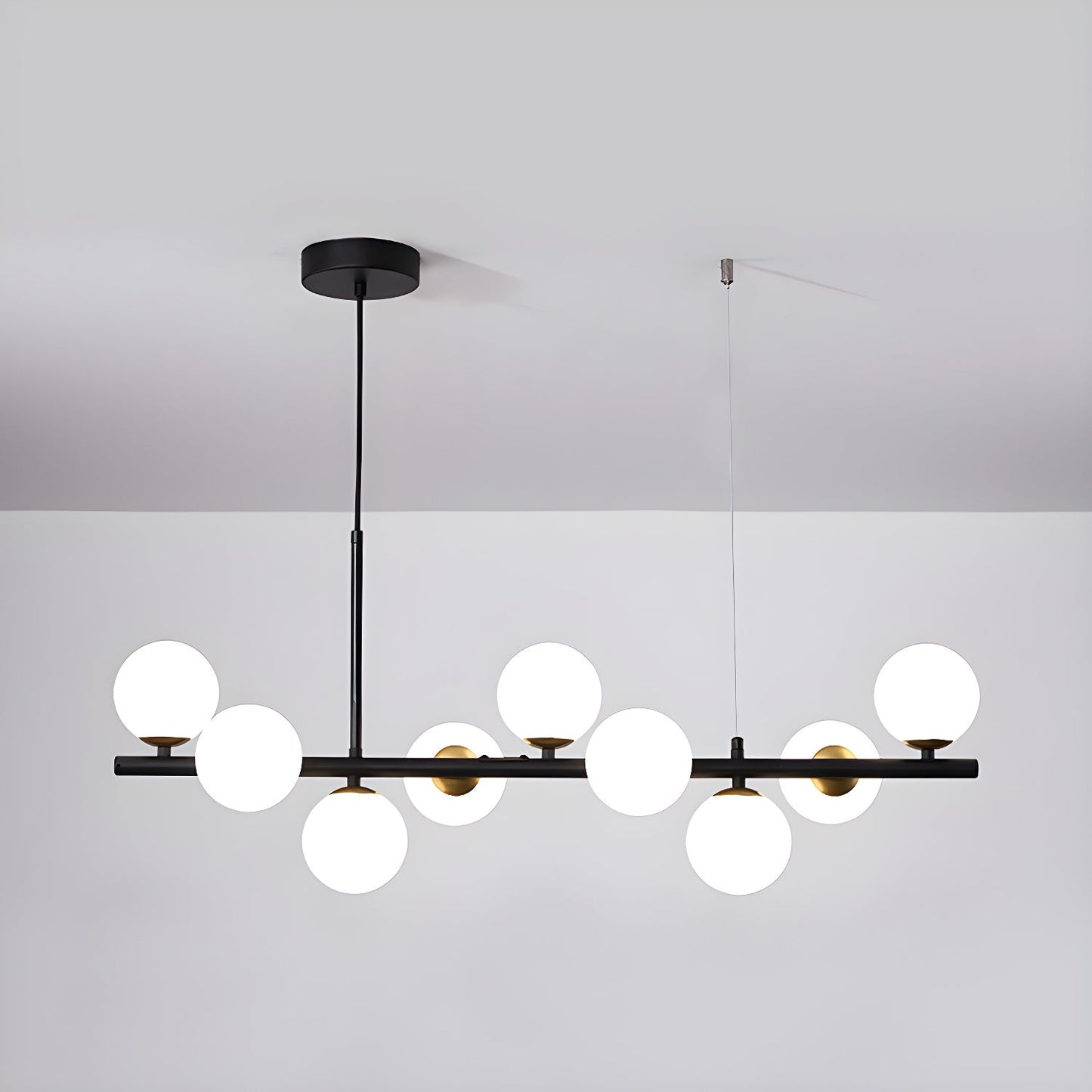 Aurelia Globe Chandelier 9-balls: ? 32.7″ x H 9.4″ / Black / Milk White 1001 Chandelier