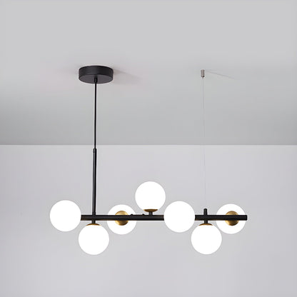 Aurelia Globe Chandelier 7-balls: ? 25.6″ x H 9.4″ / Black / Milk White 1001 Chandelier
