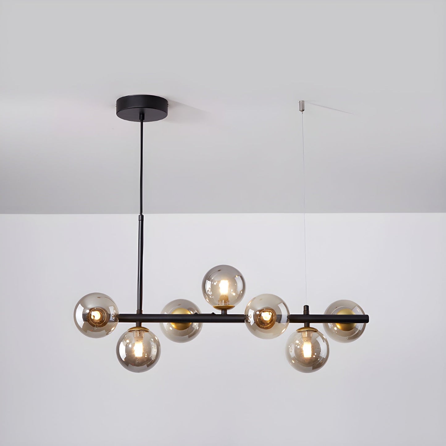Aurelia Globe Chandelier 7-balls: ? 25.6″ x H 9.4″ / Black / Smoke Grey 1001 Chandelier