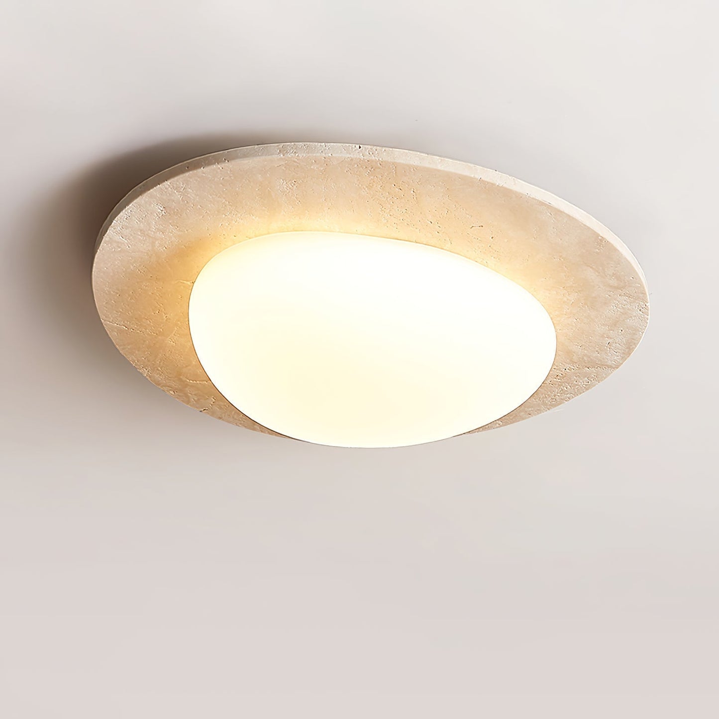 Aurora Stone Ceiling Light L 18.9″ x W 16.9″ x H 4.7″ / Yellow Travertine & White / Warm Light 1001 Ceiling lamp