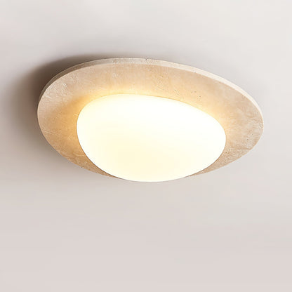 Aurora Stone Ceiling Light L 18.9″ x W 16.9″ x H 4.7″ / Yellow Travertine & White / Warm Light 1001 Ceiling lamp