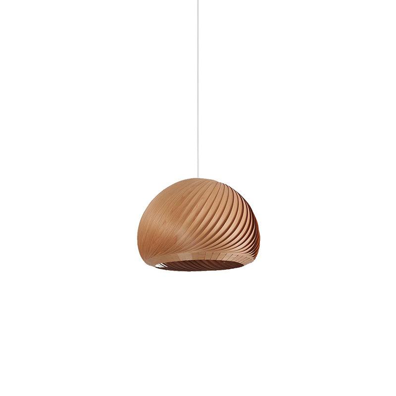 Aurora Whorl Wood Pendant Lamp 1 Head S Dia 11.8″ x H 10.2″ / Dia 30cm x H 26cm / Dark Wood Color / Warm Light Pendant