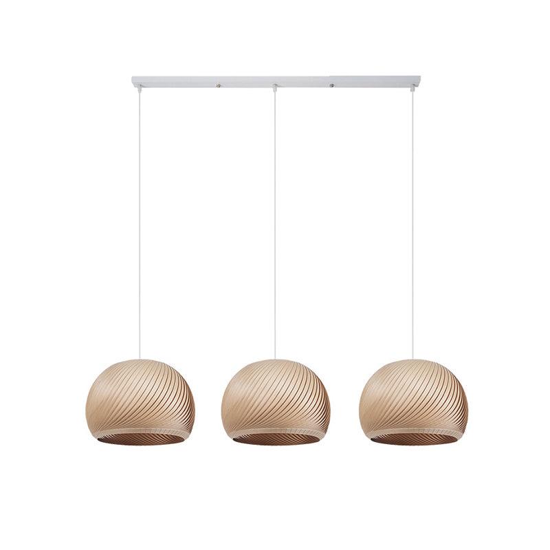 Aurora Whorl Wood Pendant Lamp 3 Heads M Long Canopy L 39.4″ x H 59.1″ / L 100cm x H 150cm / Wood Color / Warm Light