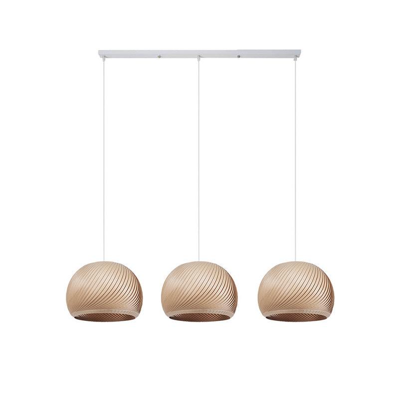 Aurora Whorl Wood Pendant Lamp 3 Heads S Long Canopy L 39.4″ x H 59.1″ / L 100cm x H 150cm / Wood Color / Warm Light