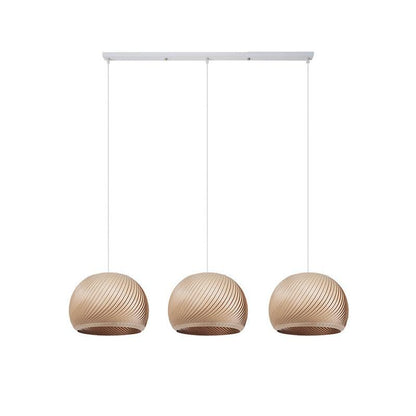 Aurora Whorl Wood Pendant Lamp 3 Heads S Long Canopy L 39.4″ x H 59.1″ / L 100cm x H 150cm / Wood Color / Warm Light