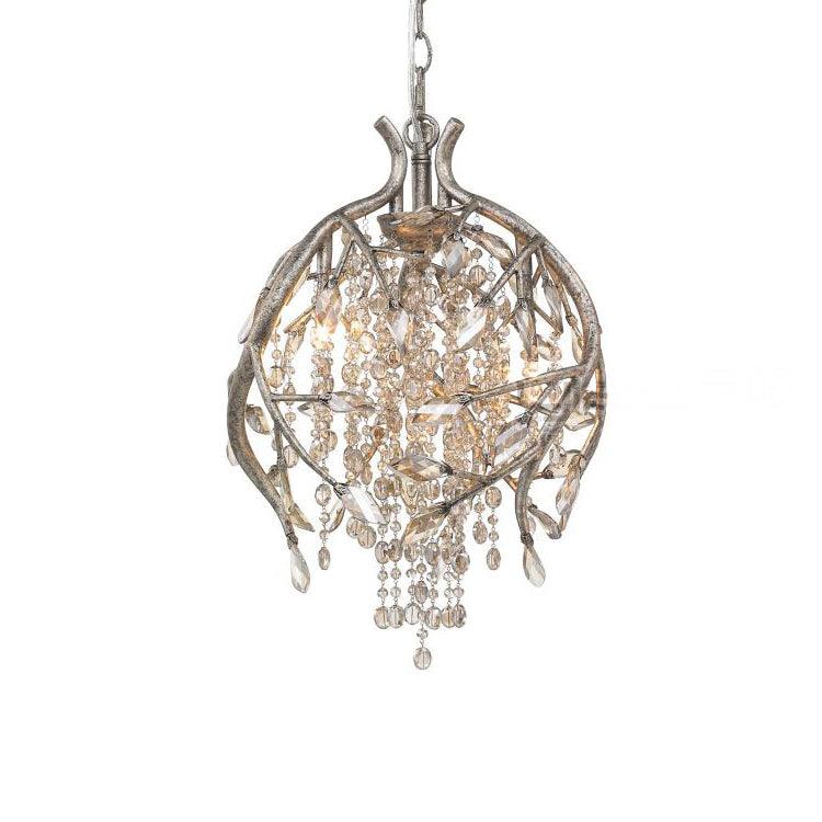 Autumn Twilight Chandelier Dia 16.5″ x H 17.7″ / Dia 42cm x H 45cm / Antique gold & Amber Chandelier