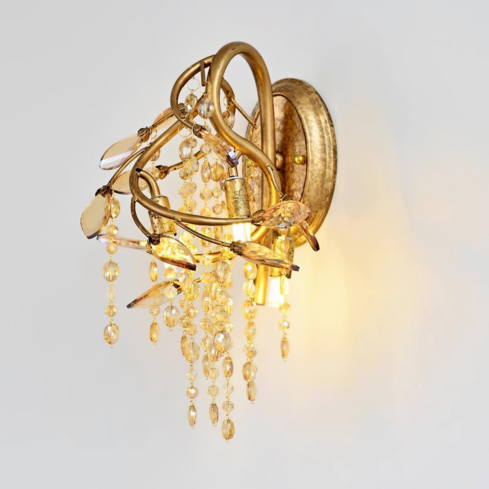 Autumn Twilight Wall Lamp ? 7.5″ x H 14.2″ / Dia 19cm x H 36cm / Antique Gold & Amber Wall lamp