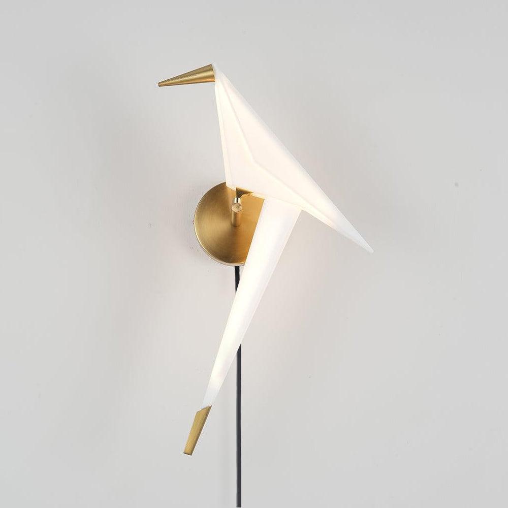 Avian Serenity Plug-In Wall Lamp ? 7.9″ X H 19.7″ / Dia 20cm X H 50cm / Gold & White / US Plug Wall lamp