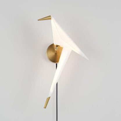Avian Serenity Plug-In Wall Lamp ? 7.9″ X H 19.7″ / Dia 20cm X H 50cm / Gold & White / US Plug Wall lamp
