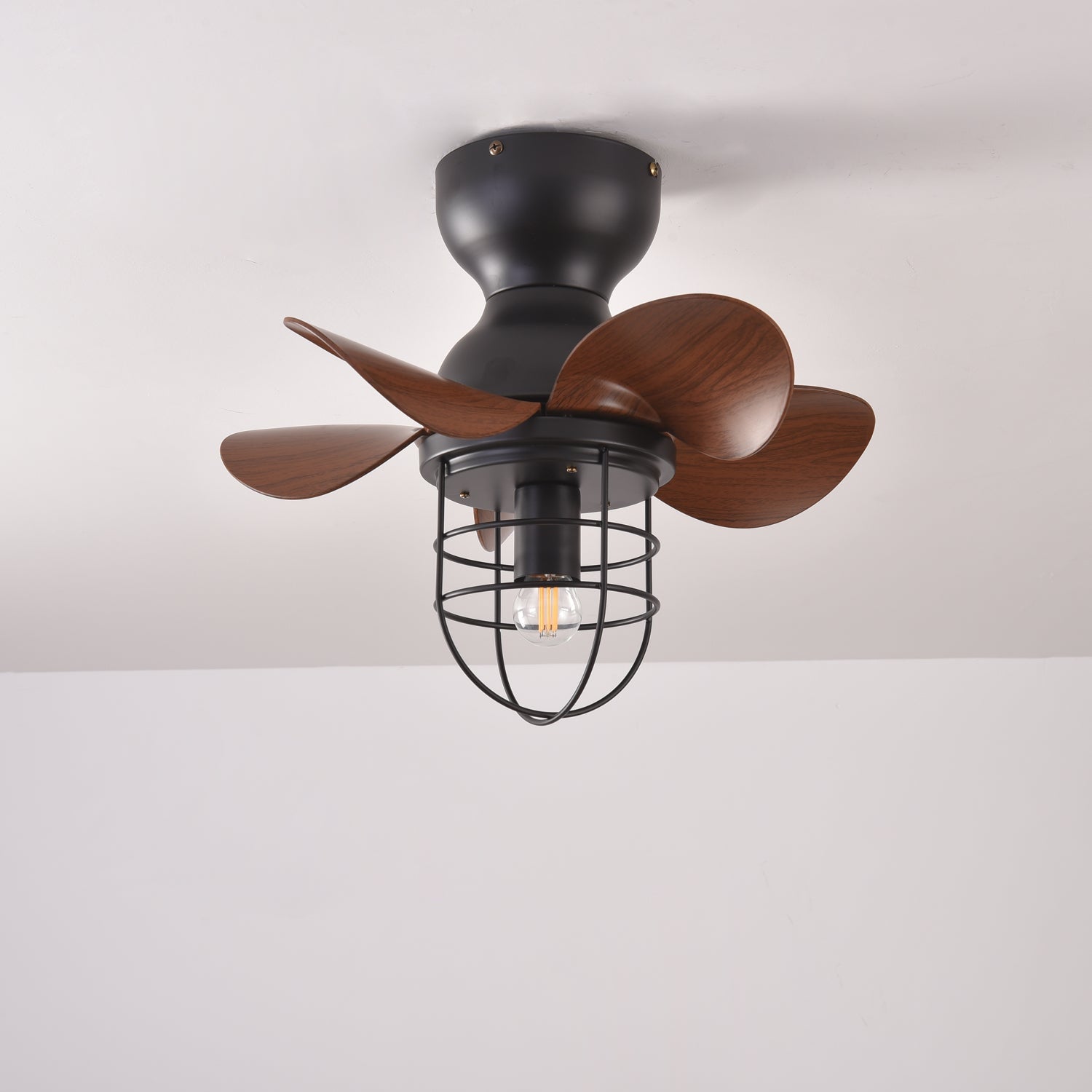Axton 18’’ Ceiling Fan Light ? 18″ x H 13.8″ / Walnut Wood Grain & Black Ceiling fan light