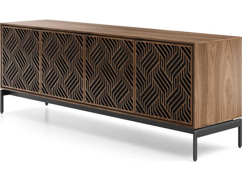 Elements Weave Media Console for 85 Inch TVs Natural Walnut
