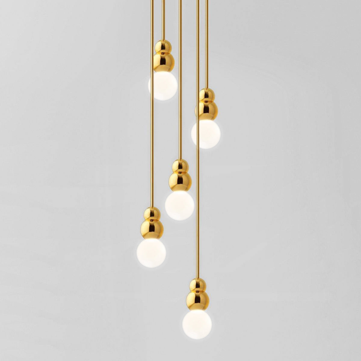 Ball Series Pendant Light 5heads Dia 3.9″ x H 6.81″ / Dia 10cm x H 17.3cm / Gold / Suspension Rod Pendant light