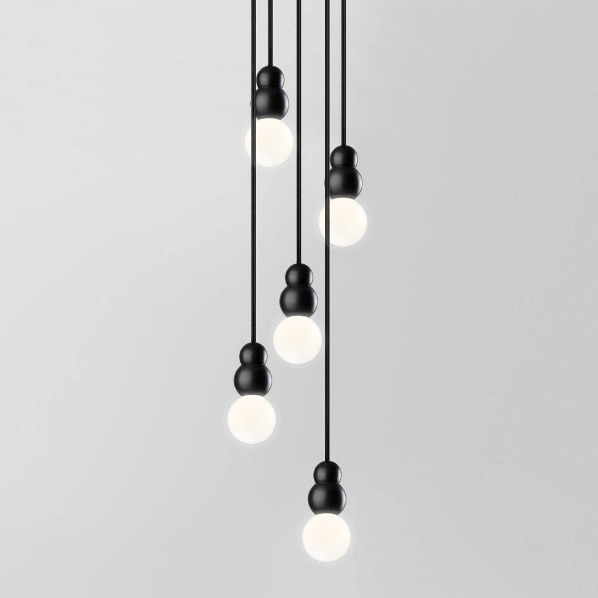 Ball Series Pendant Light 5heads Dia 3.9″ x H 6.81″ / Dia 10cm x H 17.3cm / Black / Suspension Rod Pendant light