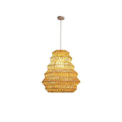 Bamboo Spiral Pendant Lamp Dia 13.4″ x H 14″ / Dia 34cm x H 38cm / Natural bamboo Pendant light