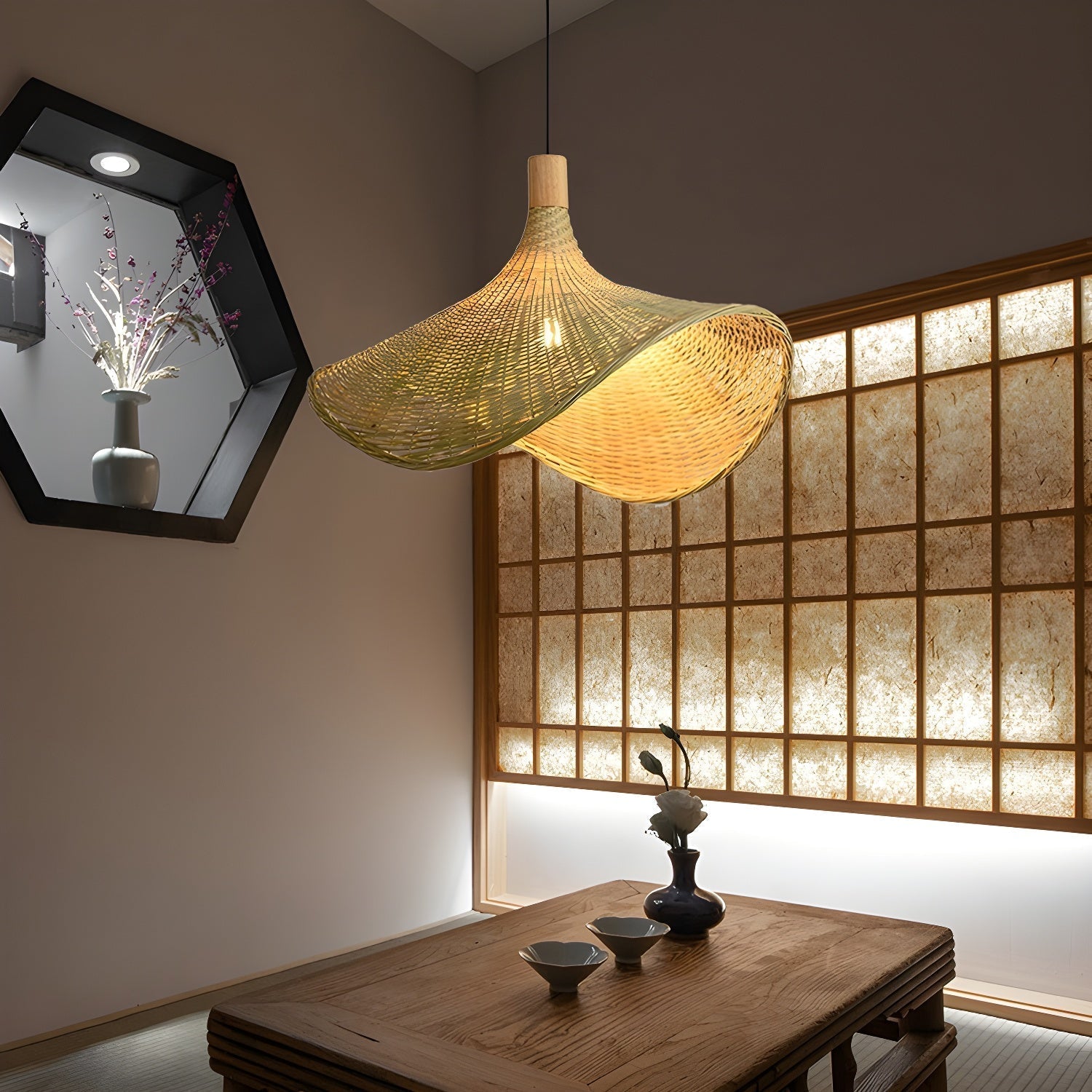 Rattan Weave Hat Pendant Light pendant Lamp