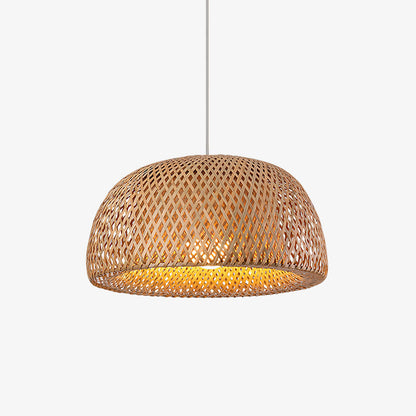 Bamboo Braided Pendant Lamp Dia 11.8″ x H 6.7″ / Dia 30cm x H 17cm / Natural material color Pendant light