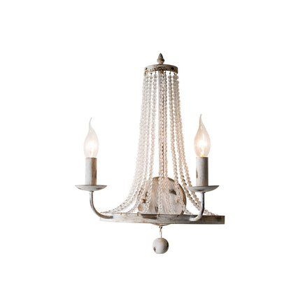 Basket Crystal Wall Lamp 2 Heads Dia 12.6″ x H 18.9″ / Distressed White / 1 Piece Wall lamp