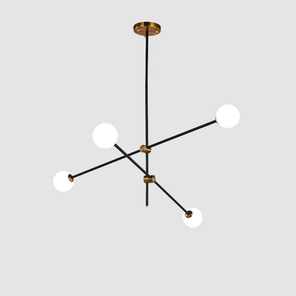 SI Chandelier 4heads: L 29.5″ x H 31.5″ / L 75cm x H 80cm / Black + Copper / Opal glass Chandelier