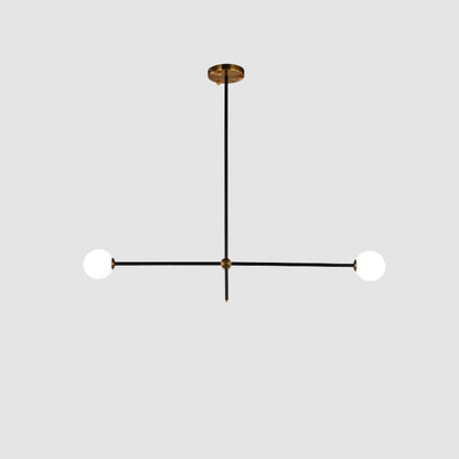SI Chandelier 2heads: L 29.5″ x H 31.5″ / L 75cm x H 80cm / Black + Copper / Opal glass Chandelier