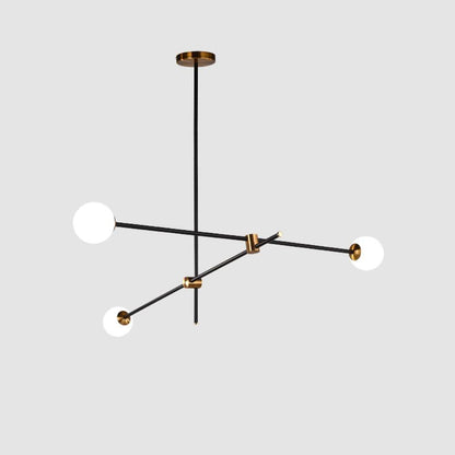 SI Chandelier 3heads: L 29.5″ x H 31.5″ / L 75cm x H 80cm / Black + Copper / Opal glass Chandelier