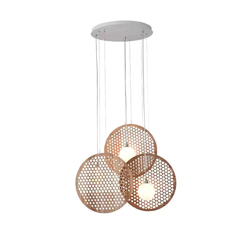 Bee Plate Chandelier ? 27.6″ x H 23.6’’ / Dia 70cm x H 60cm / Wood Color / Warm Light Chandelier