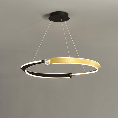 Beliani LED Pendant Light Dia 23.6″ x H 1.6″ / Dia 60cm x H 4cm / Gold & Black / Warm Light Pendant light