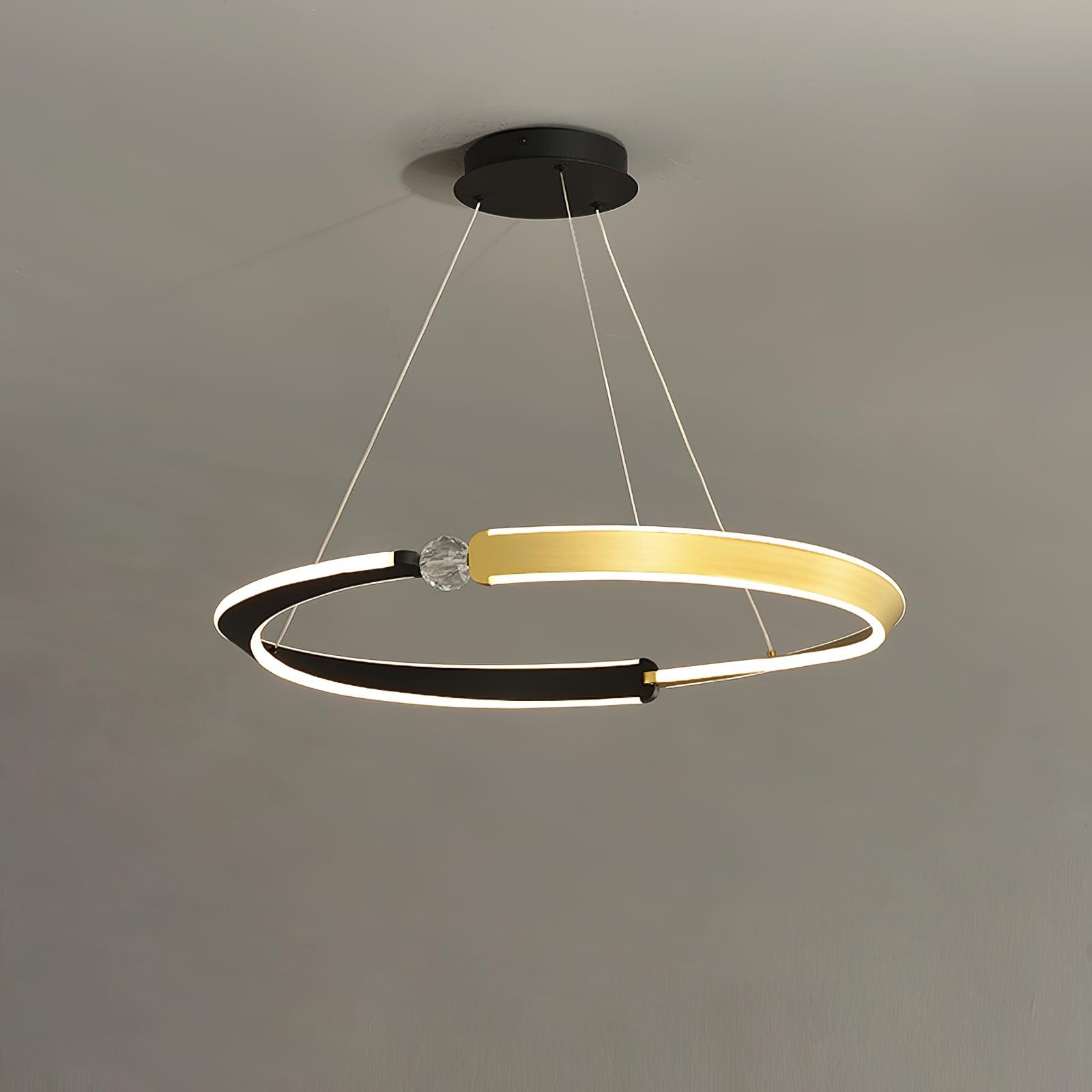 Beliani LED Pendant Light Dia 15.7″ x H 1.6″ / Dia 40cm x H 4cm / Gold & Black / Warm Light Pendant light