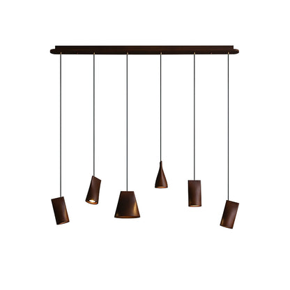Bellwood Pendant Lamp Long canopy 6 Heads: Dia 51.2″ x H 59.1″ / Walnut Color / Warm Light Pendant light