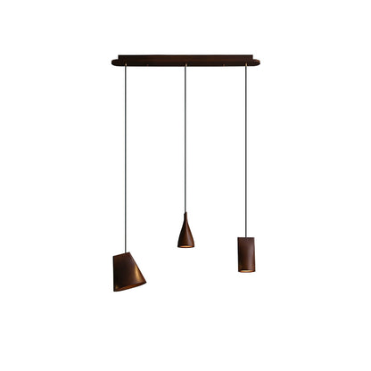 Bellwood Pendant Lamp Long canopy 3 Heads: Dia 33.5″ x H 59.1″ / Walnut Color / Warm Light Pendant light