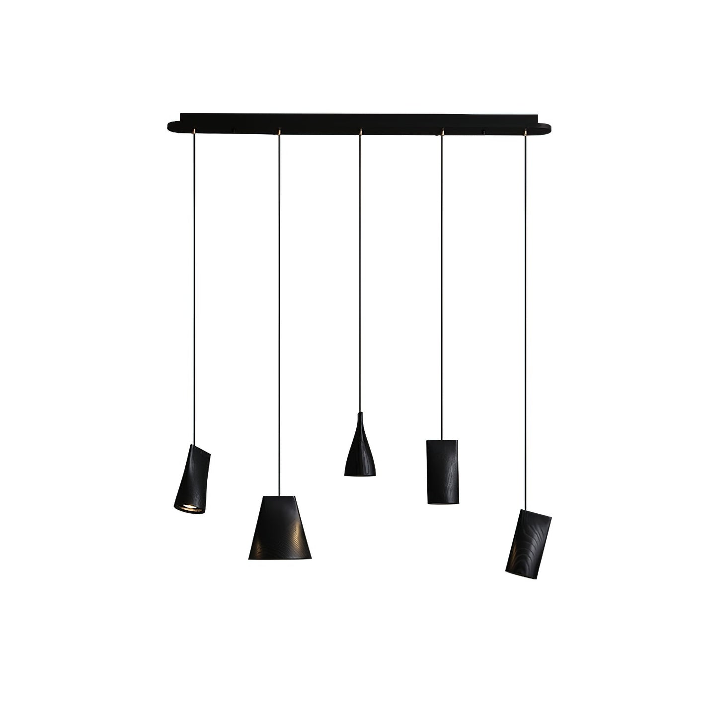 Bellwood Pendant Lamp Long canopy 5 Heads: Dia 42.1″ x H 59.1″ / Black / Warm Light Pendant light