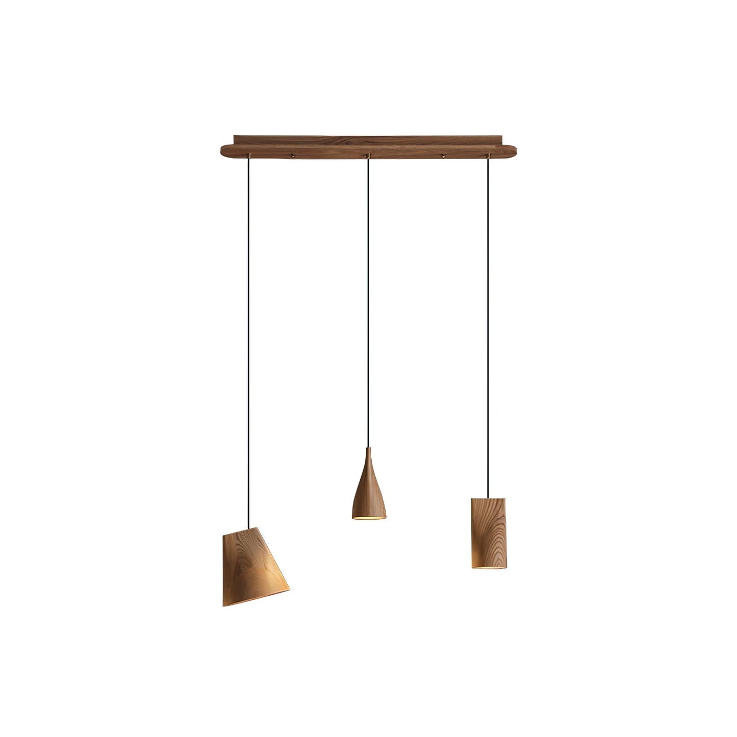 Bellwood Pendant Lamp Long canopy 3 Heads: Dia 33.5″ x H 59.1″ / Wood Color / Warm Light Pendant light