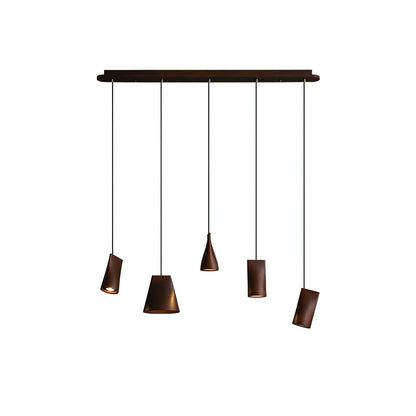 Bellwood Pendant Lamp Long canopy 5 Heads: Dia 42.1″ x H 59.1″ / Walnut Color / Warm Light Pendant light