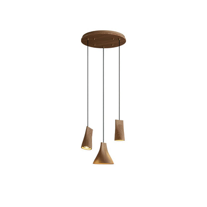Bellwood Pendant Lamp Round canopy 3 Heads: Dia 15″ x H 59.1″ / Wood Color / Warm Light Pendant light