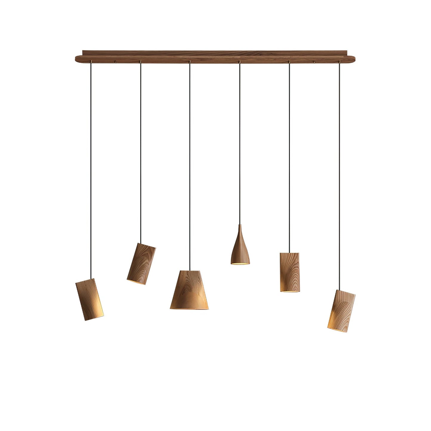 Bellwood Pendant Lamp Long canopy 6 Heads: Dia 51.2″ x H 59.1″ / Wood Color / Warm Light Pendant light