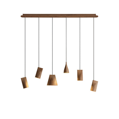 Bellwood Pendant Lamp Long canopy 6 Heads: Dia 51.2″ x H 59.1″ / Wood Color / Warm Light Pendant light