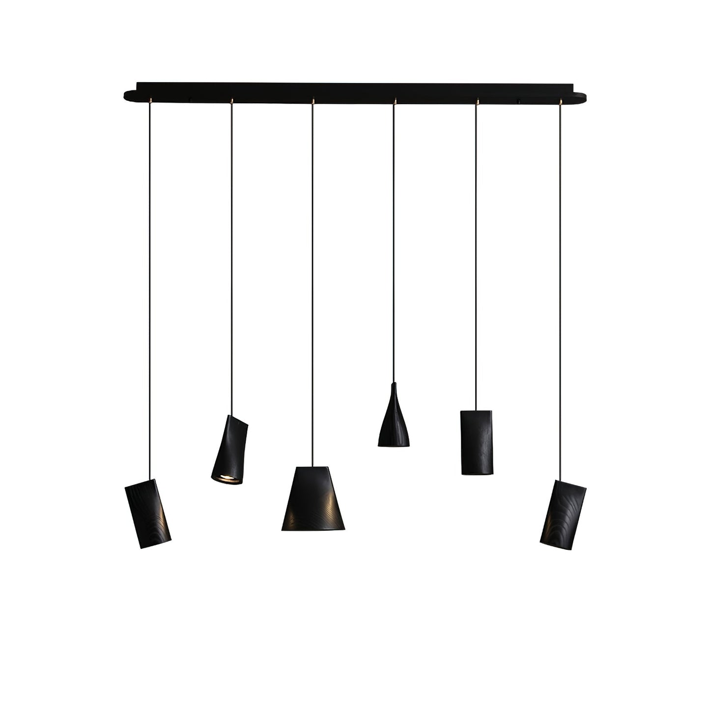 Bellwood Pendant Lamp Long canopy 6 Heads: Dia 51.2″ x H 59.1″ / Black / Warm Light Pendant light