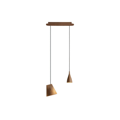 Bellwood Pendant Lamp Long canopy 2 Heads: L 20.9″ x H 59.1″ / Wood Color / Warm Light Pendant light