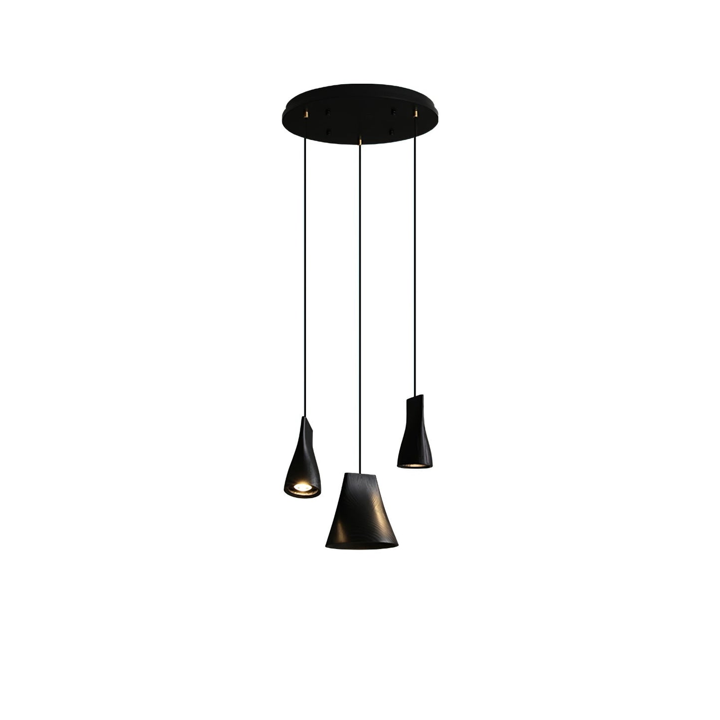Bellwood Pendant Lamp Round canopy 3 Heads: Dia 15″ x H 59.1″ / Black / Warm Light Pendant light