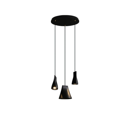 Bellwood Pendant Lamp Round canopy 3 Heads: Dia 15″ x H 59.1″ / Black / Warm Light Pendant light