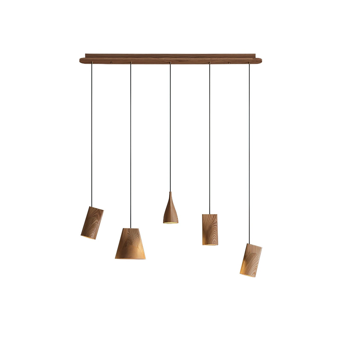Bellwood Pendant Lamp Long canopy 5 Heads: Dia 42.1″ x H 59.1″ / Wood Color / Warm Light Pendant light