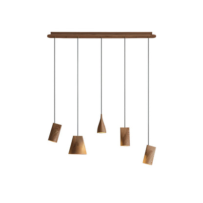 Bellwood Pendant Lamp Long canopy 5 Heads: Dia 42.1″ x H 59.1″ / Wood Color / Warm Light Pendant light