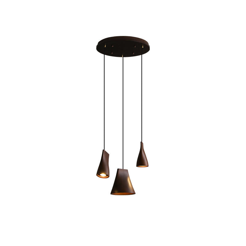 Bellwood Pendant Lamp Round canopy 3 Heads: Dia 15″ x H 59.1″ / Walnut Color / Warm Light Pendant light