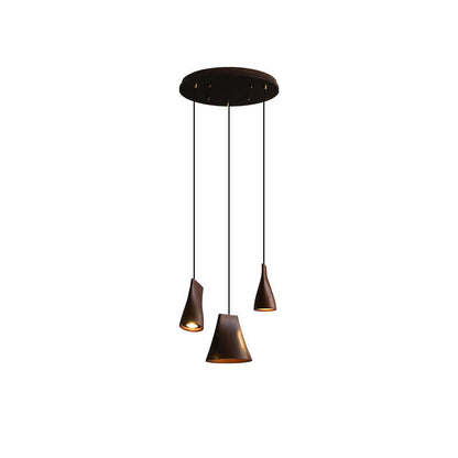 Bellwood Pendant Lamp Round canopy 3 Heads: Dia 15″ x H 59.1″ / Walnut Color / Warm Light Pendant light